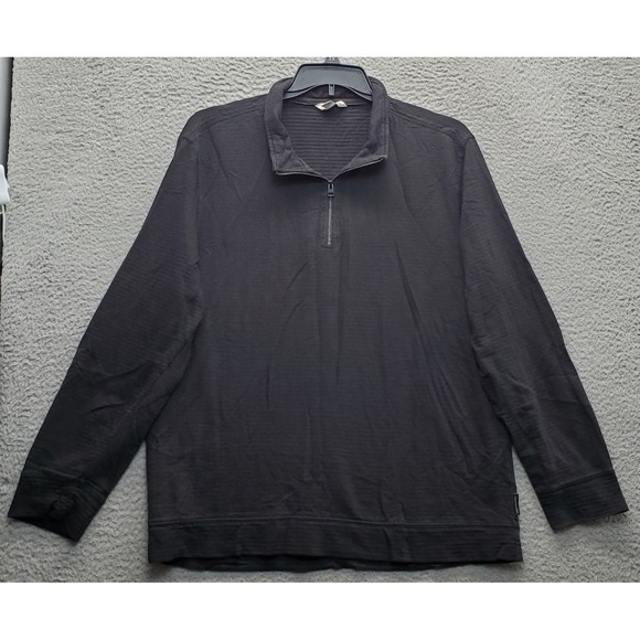 Calvin Klein Sweatshirt Men XL Black Raglan Sleeve Stretch Mock Neck Quarter Zip - Picture 1 of 6